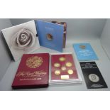 Four Royal Family proof coins including The Royal Wedding 1973