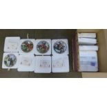 A box of Danbury Mint Great Racehorses plates and six bone china mugs, Racing Legends