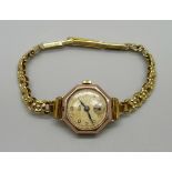 A lady's 9ct gold cased Avia wristwatch with plated strap