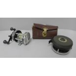 Two fishing reels; Ambassadeur and Garcia Mitchell 710, Ambassadeur with leather case, a/f