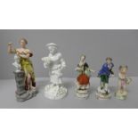 Five continental figures including Meissen