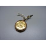 A 9ct gold fob watch, the dial marked Grant, Leeds, 33mm case