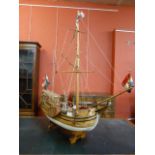 A model of a 16th Century French galleon