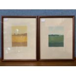 A pair of Linda Hill limited edition landscape prints, one with Christies Contemporary Art