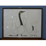 Benjamin Chee Chee, Learning, signed lithograph, framed