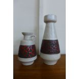 A West German 311-20 glazed pottery jug and a matching vase