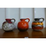 Three West German 484-21 Scheurich Keramik fat lava pottery jugs