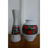 A West German 665-30 Scheurich Keramik fat lava glazed vase and a West German Schlossberg glazed