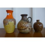 A West German 495-20 Scheurich Keramik fat lava pottery jug, a West German Jasba N608 1124 fat