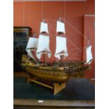 A large model of a 16th Century warship