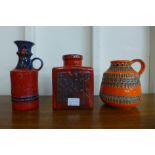 Two West German glazed vases and a jug