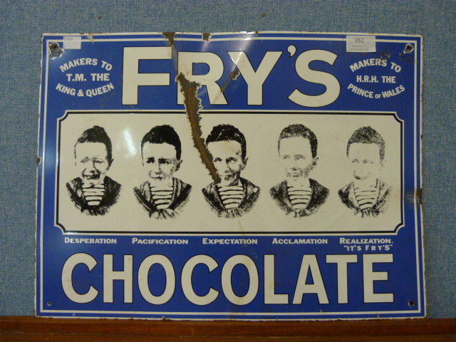 A Fry's Chocolate enamelled advertising sign