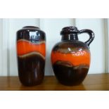 A West Germsan 517-38 Scheurich Keramik fat lava fabiola glazed vase and a matching 486-38 Scheurich