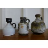 A West German Scheurich Keramik fat lava pottery jug (unmarked) and two other West German fat lava