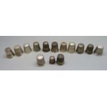 Fourteen silver thimbles