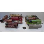 Nine Hornby O gauge tinplate locomotive bodies, all a/f