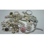A collection of paste set and diamante jewellery