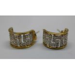 A pair of 9ct gold and diamond earrings, 2.8g