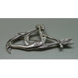 An Art Deco style silver lady's brooch, 10g