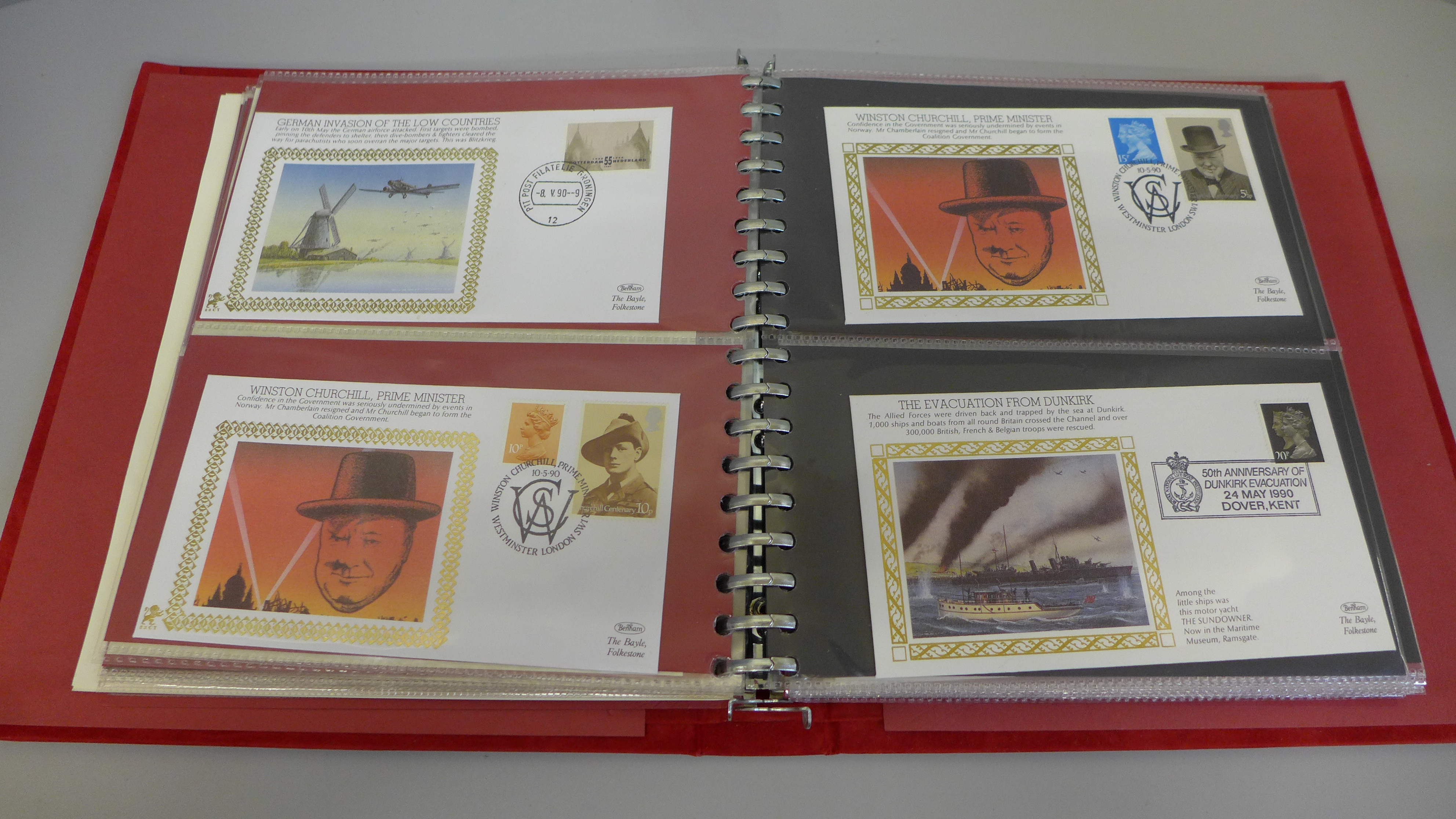 Four albums of WWII commemorative stamp covers, many of which are silks - Image 3 of 4