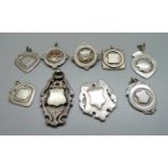 Eight silver fobs and one other, 71g