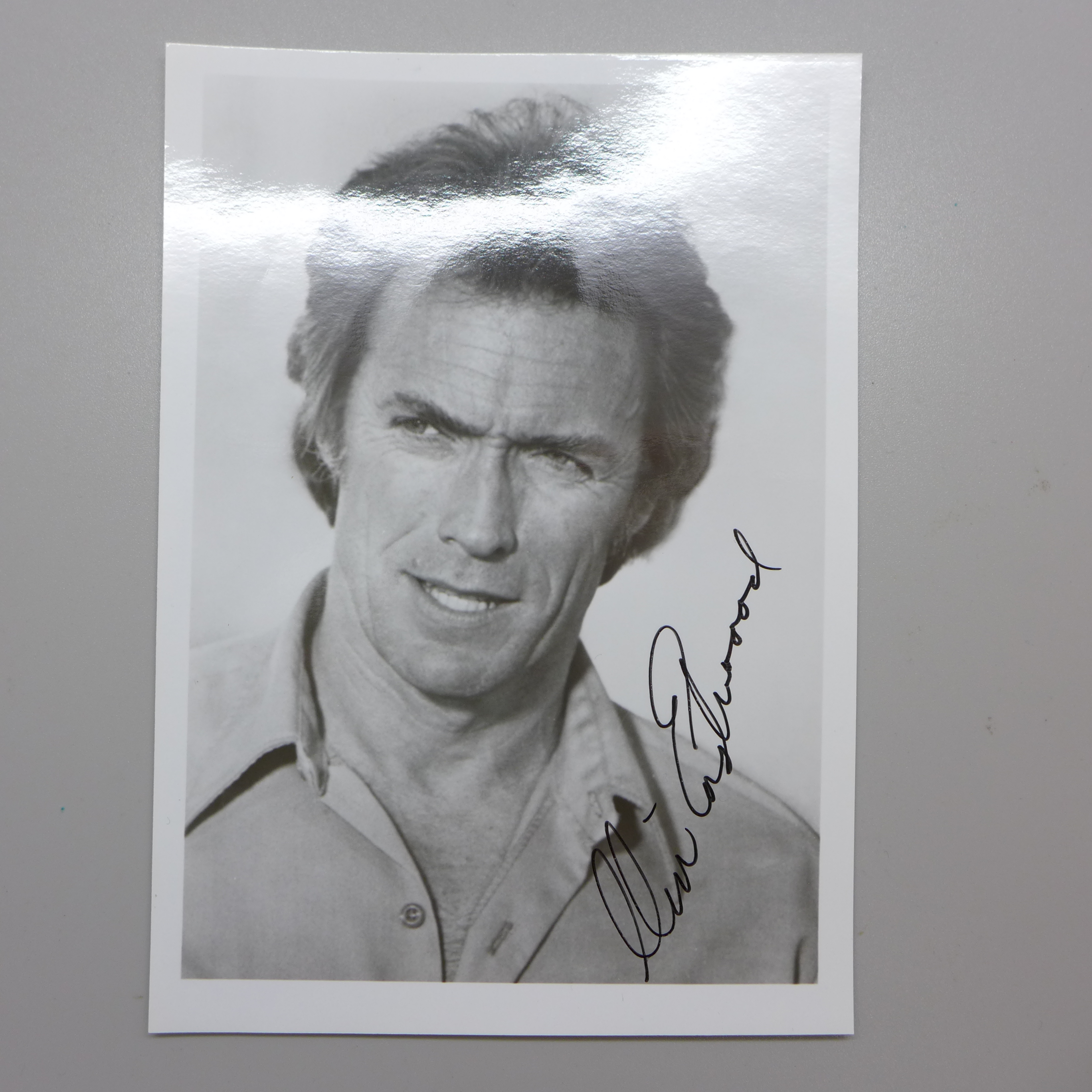 Clint Eastwood: a black and white publicity photo, with original U.S. postage envelope dated Dec