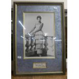 An autograph of Nina Simone with photograph, framed