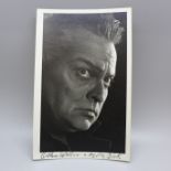 Orson Welles: a small black and white publicity photo, signed in black ink, 'Orson Welles - Moby