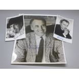 Christopher Lee, Peter Cushing and Vincent Price: three black and white publicity photos, all signed