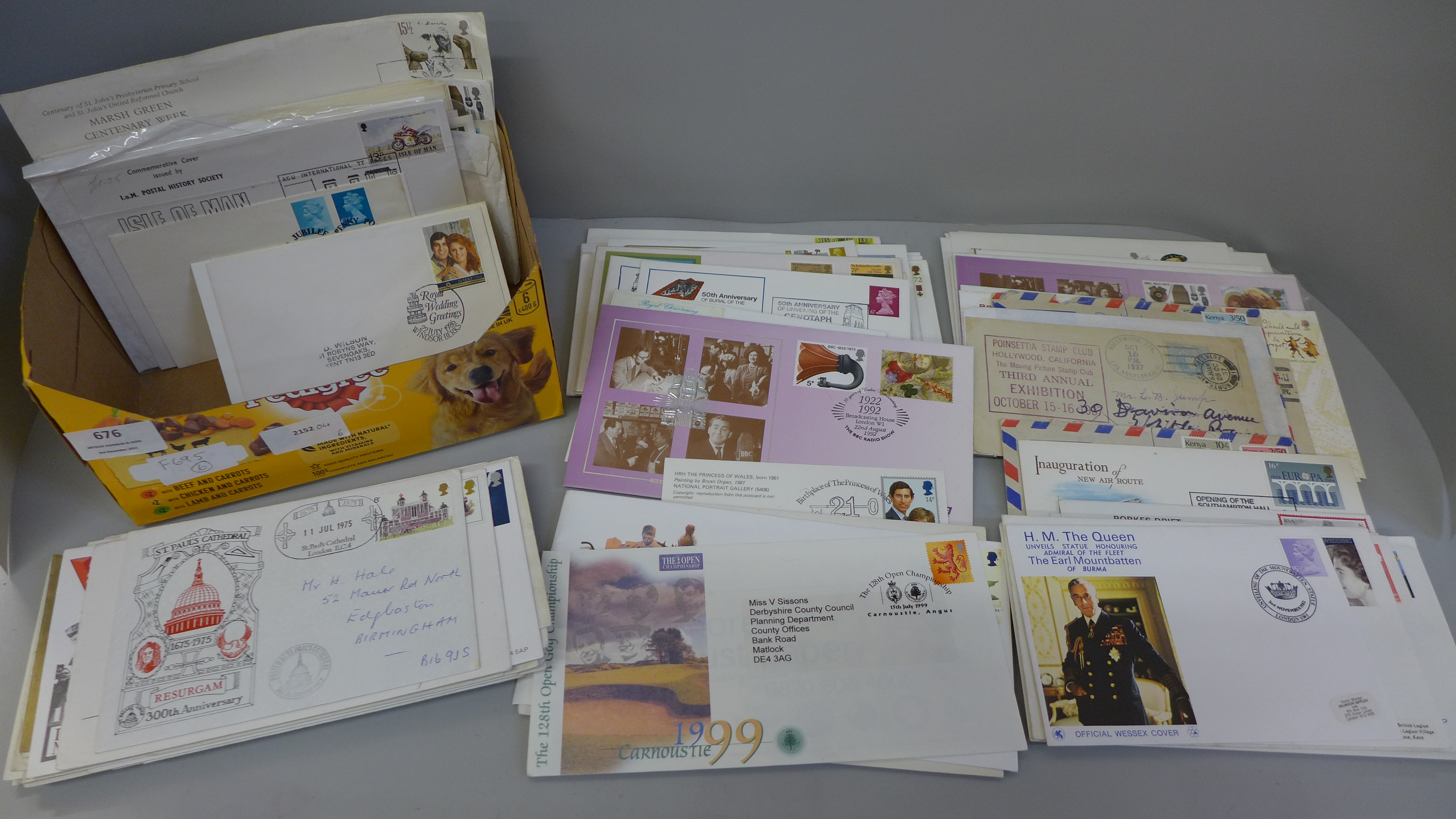 A box of event covers, mainly GB
