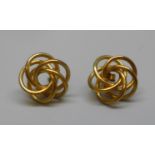 A pair of 9ct gold earrings, 1.3g