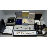 Silver jewellery, boxed