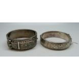 Two silver bangles, 50g