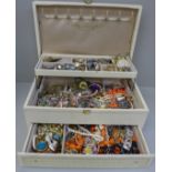 A jewellery box of costume jewellery