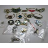 A collection of Mexican jewellery set with mother of pearl and abalone