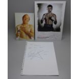Three sporting autographs, Carl Froch x2 and Henry Cooper