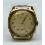 A 9ct gold Avia cushion case wristwatch head