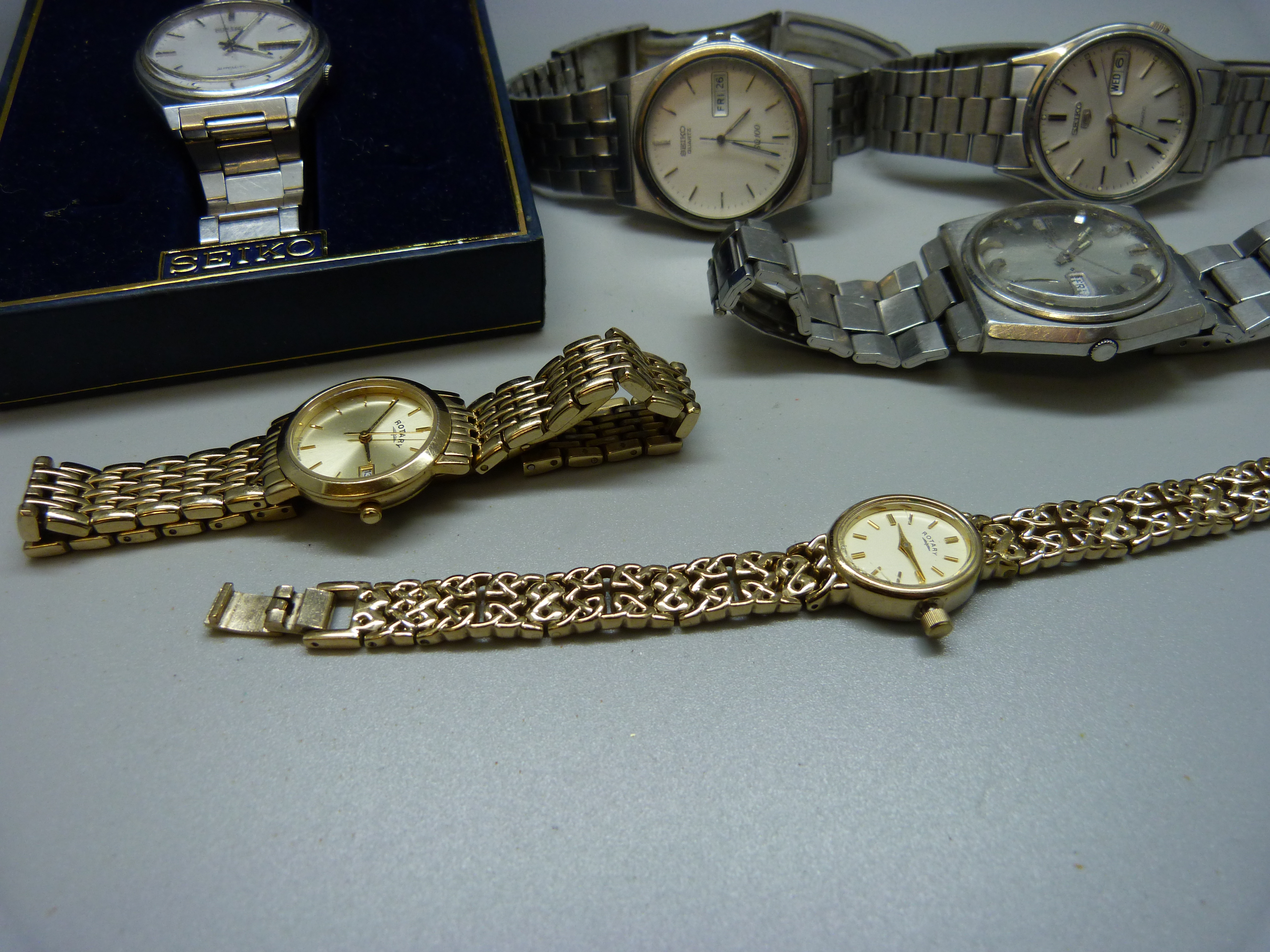 Four Seiko wristwatches, two lady's Rotary wristwatches, one boxed - Image 3 of 3