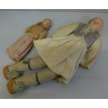 Two cloth dolls including larger Greek soldier doll