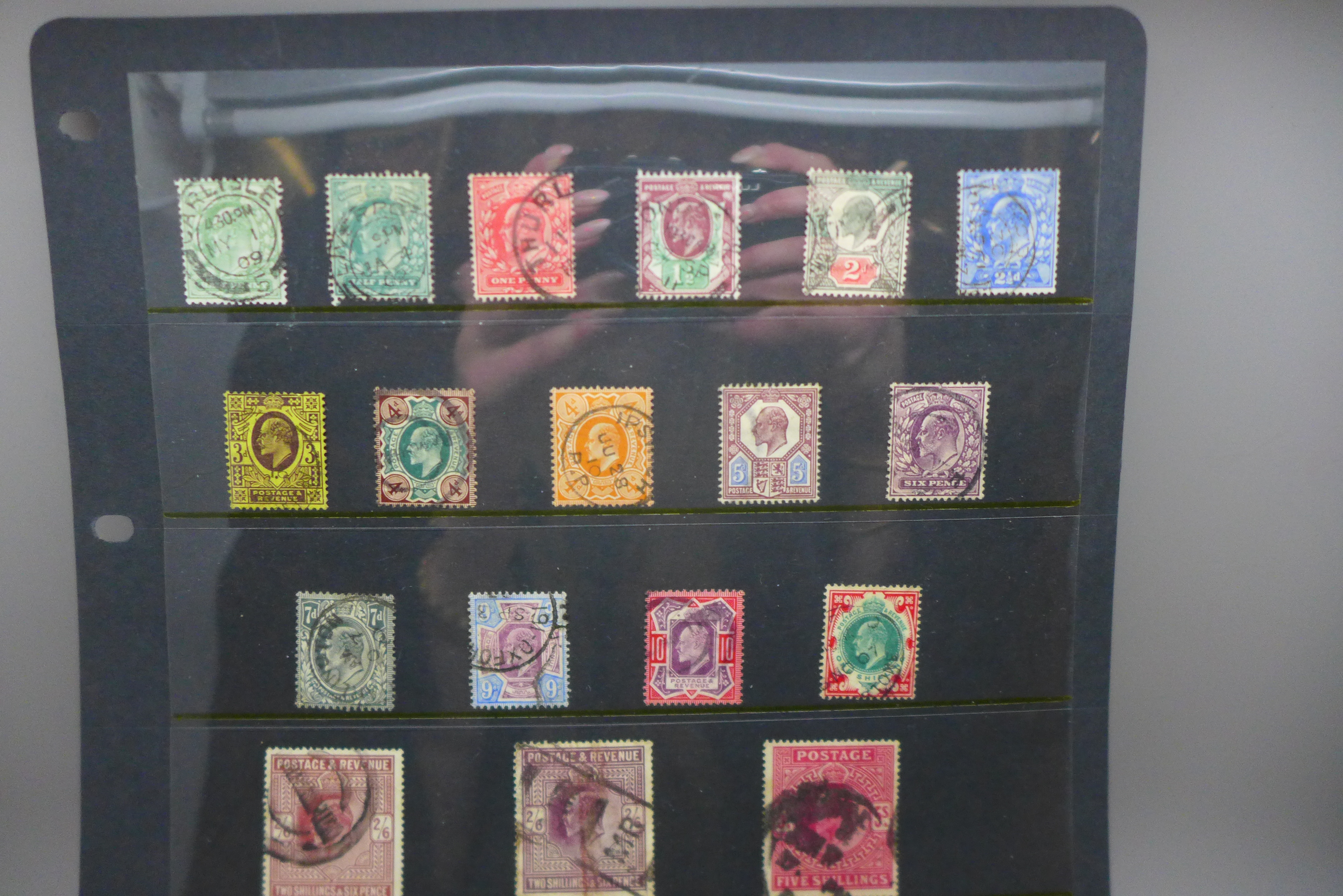Stamps; a stock card of GB King Edward VII used stamps with values to 2s 6d, including useful - Image 2 of 3