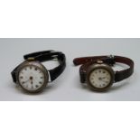 Two silver wristwatches