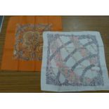 Two Liberty of London pure silk scarves, 17" x 17" and 18" x 18"