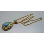 An enamelled pendant and chain