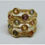 A silver gilt, Tunduru sapphire rain dance ring, N