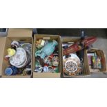 Four boxes of china and household items and children's toys **PLEASE NOTE THIS LOT IS NOT ELIGIBLE