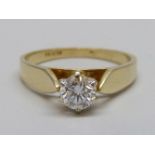 A 14ct gold brilliant cut diamond solitaire ring, 0.5ct diamond weight, 2.5g, L