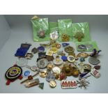 Assorted enamel and other badges, medals, etc.