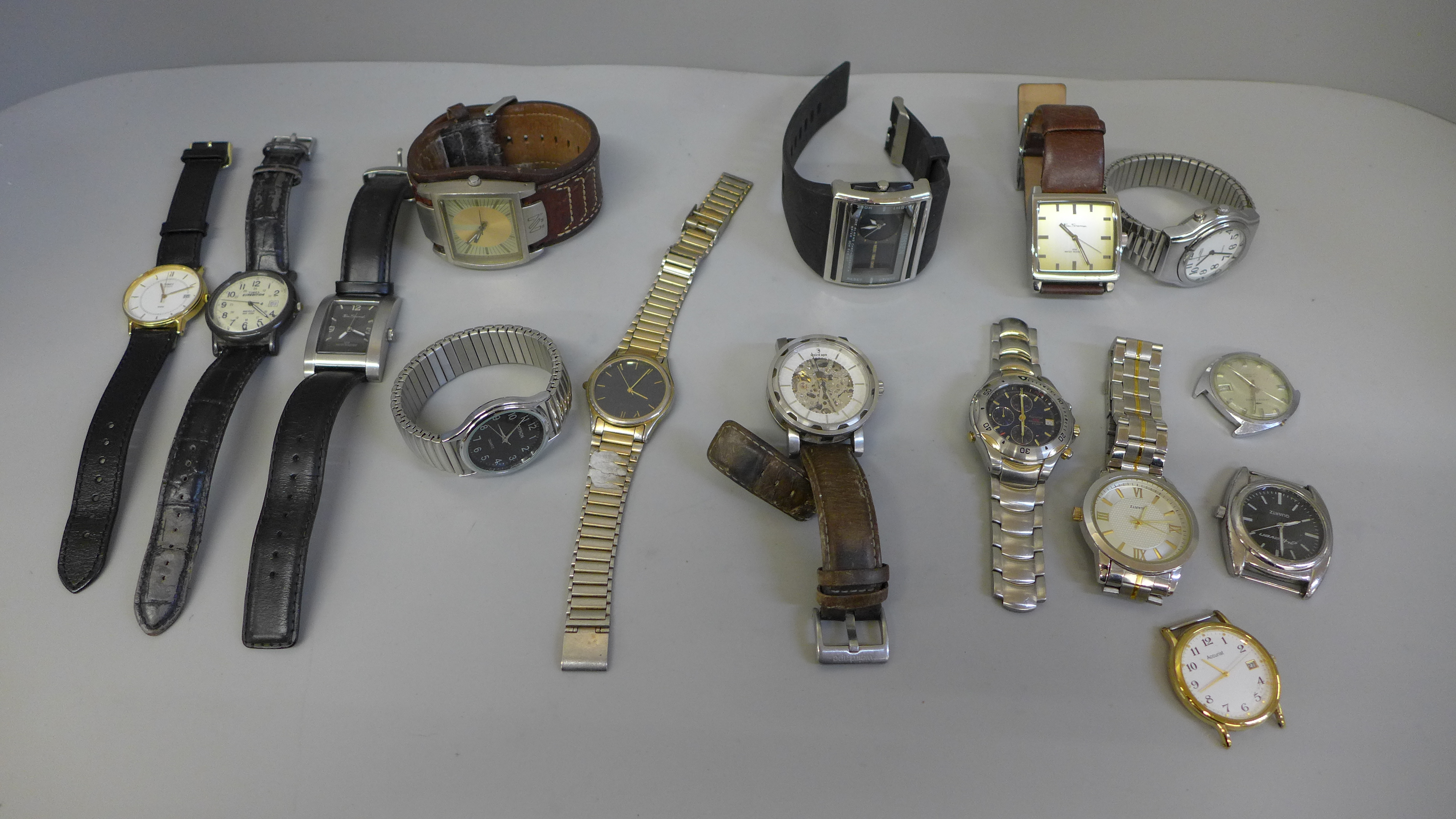 A collection of gentlemen's wristwatches including Times and Accurist
