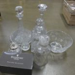 Assorted glassware including a Royal Doulton crystal bowl, decanters, etc. **PLEASE NOTE THIS LOT IS