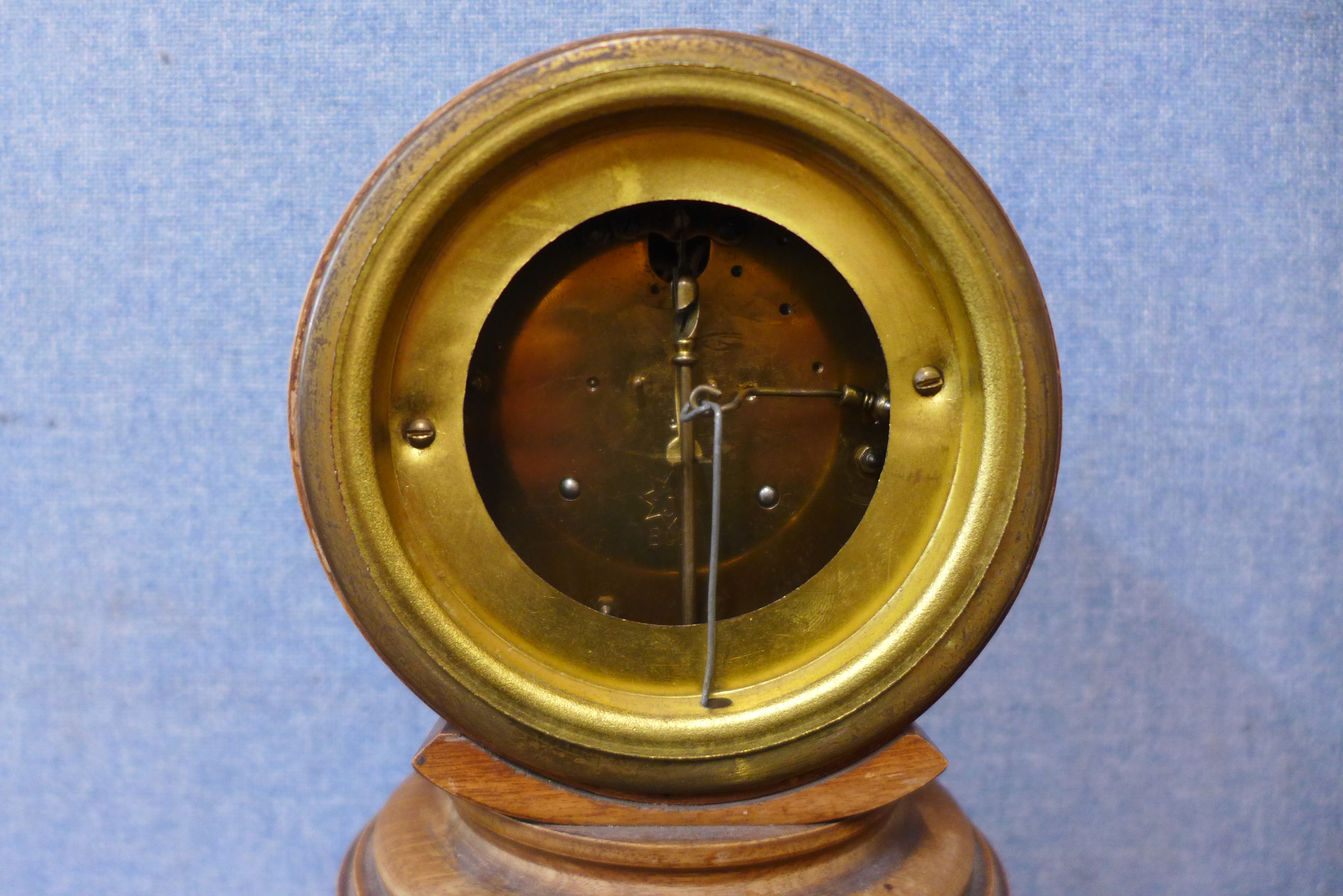 A late 19th Century German Junghans mahogany and parcel gilt temple clock - Image 2 of 2